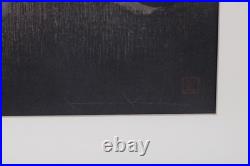 KAORU KAWANO Woodblock Print Girl and Yellow Bird Signed KAORU KAWANO Woodblock