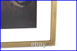 KAORU KAWANO Woodblock Print Girl and Yellow Bird Signed KAORU KAWANO Woodblock KAORU KAWANO Woodblock Print Girl and Yellow Bird Signed KAORU KAWANO Woodblock