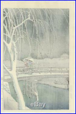KAWASE HASUIEvening snow Edo RiverJapanese woodblock prints Landscape