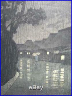 KAWASE HASUI EARLY 20th CENTURY WOODBLOCK PRINT RAINY NIGHT at MAEKAWA NICE