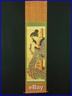 KEISAI EISEN Japanese Woodblock Print Hanging Scroll BIJIN Kimono Beauty EDO 31