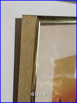 K. Nishijima Signed & Framed 443/500 Japanese Woodblock Print Sunset and Houses