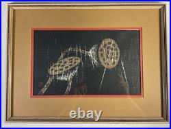 Kaoru Kawano Japanese Woodblock Print Quiet Rain Lotus Pods Signed Framed Kaoru Kawano Japanese Woodblock Print Quiet Rain Lotus Pods Signed Framed