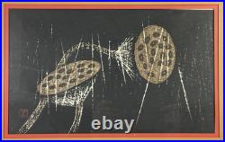 Kaoru Kawano Japanese Woodblock Print Quiet Rain Lotus Pods Signed Framed Kaoru Kawano Japanese Woodblock Print Quiet Rain Lotus Pods Signed Framed