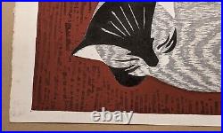 Kaoru Kawano Japanese Woodblock Print, Two Kittens