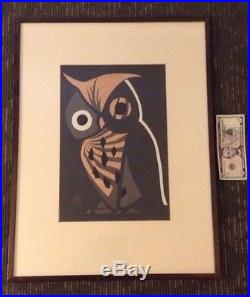 Kaoru Kawano'Owl' Signed Original Japanese Woodblock Print