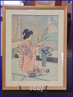 Kasamatsu Shiro Ikebana Color Woodblock Print 1954