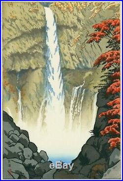 Kasamatsu Shiro JAPANESE Woodblock Print SHIN HANGA Kegon Waterfall At Nikko