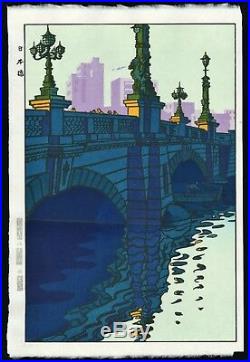 Kasamatsu Shiro JAPANESE Woodblock Print SHIN HANGA Nihonbashi Bridge