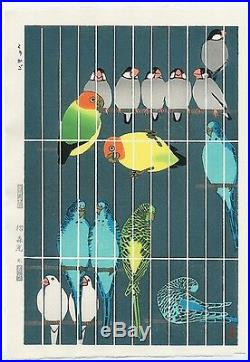 Kasamatsu Shiro JAPANESE Woodblock Print SHIN HANGA TORIKAGO Birdcage