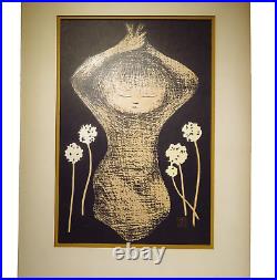 Kawano Kaoru Woodblock Print Short Hair Tanpotsu Seed Tampopo Signed Kawano Kaoru Woodblock Print Short Hair Tanpotsu Seed Tampopo Signed