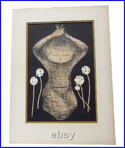 Kawano Kaoru Woodblock Print Short Hair Tanpotsu Seed Tampopo Signed