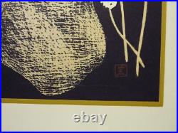 Kawano Kaoru Woodblock Print Short Hair Tanpotsu Seed Tampopo Signed