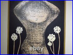 Kawano Kaoru Woodblock Print Short Hair Tanpotsu Seed Tampopo Signed