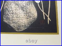 Kawano Kaoru Woodblock Print Short Hair Tanpotsu Seed Tampopo Signed Kawano Kaoru Woodblock Print Short Hair Tanpotsu Seed Tampopo Signed