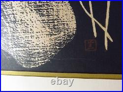 Kawano Kaoru Woodblock Print Short Hair Tanpotsu Seed Tampopo Signed Kawano Kaoru Woodblock Print Short Hair Tanpotsu Seed Tampopo Signed