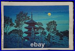 Kawase HASUI JAPANESE Woodblock Print The Pagoda of Ikegami Hommonji Temple