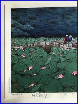 Kawase Hasui 1929 Shiba Benten Pond ukiyoe Japanese Woodblock Prints Signed