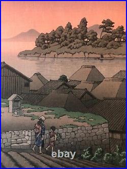 Kawase Hasui, Amakusa 1937, Japanese original handmade woodblock print