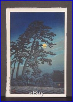 Kawase Hasui Japanese Woodblock Hand Print Full Moon at Magome Orig. Woodblock