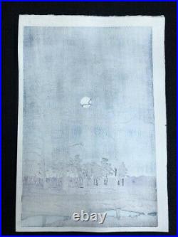 Kawase Hasui Japanese Woodblock Print 1931 Winter Moon at Toyamagahara