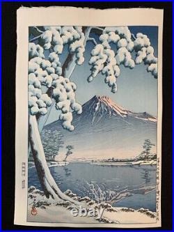 Kawase Hasui Japanese Woodblock Print Clear Snow, Mt. Fuji Tagonoura