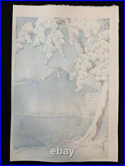 Kawase Hasui Japanese Woodblock Print Clear Snow, Mt. Fuji Tagonoura
