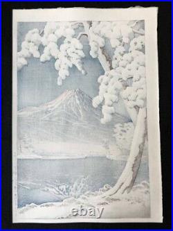 Kawase Hasui Japanese Woodblock Print Fuji no yukibare, Tagonoura