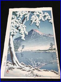Kawase Hasui Japanese Woodblock Print Fuji no yukibare, Tagonoura
