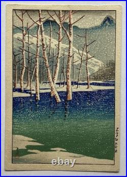 Kawase Hasui Japanese Woodblock Print Kamikochi Taisho Pond Showa Period