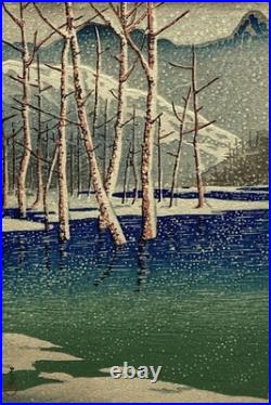 Kawase Hasui Japanese Woodblock Print Kamikochi Taisho Pond Showa Period