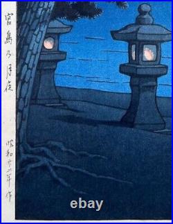 Kawase Hasui Japanese Woodblock Print Moonlight Night at Miyajima