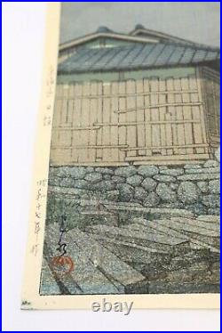 Kawase Hasui Japanese Woodblock Print Nissaka In Rain Signed & Numbered