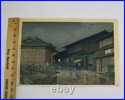 Kawase Hasui Japanese Woodblock Print Nissaka In Rain Signed & Numbered