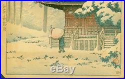 Kawase Hasui Japanese Woodblock Print Saishoin Temple in Snow Lifetime As-Is