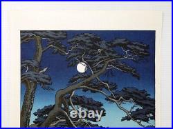 Kawase Hasui Japanese Woodblock Print Shin Hanga Enoshima in the moon night