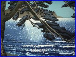 Kawase Hasui Japanese Woodblock Print Shin Hanga Enoshima in the moon night