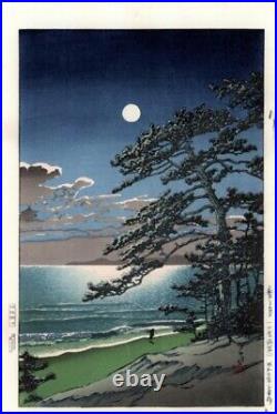 Kawase Hasui Japanese Woodblock Print Spring moon Seaside of Ninomiya