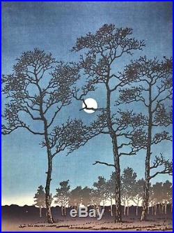 Kawase Hasui Japanese Woodblock Print Winter Moon at Toyamagahara 1931 from JPN