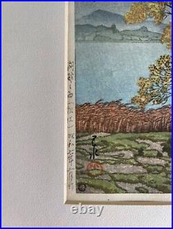 Kawase Hasui Japanese Woodblock Print lakeside rain