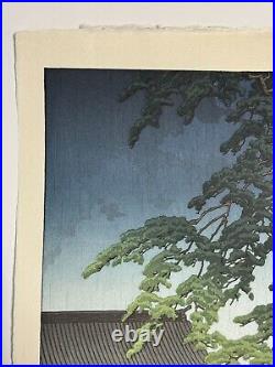 Kawase Hasui Japanese Woodblock Print shin hanga Spring rain(Gokokuji) ukiyo-e