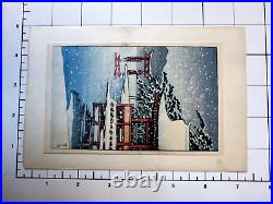 Kawase Hasui Japanese woodblock print Miyajima in Snow VG Condition