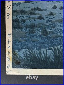 Kawase Hasui Original Japanese Woodblock Print Maebashi Shikishimagawara RARE