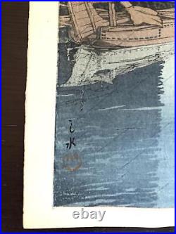 Kawase Hasui Shinagawa 6mm J seal Original Japanese Art Woodblock Print