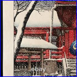 Kawase Hasui, Snow at Kiyomizu Hall, original handmade woodblock recently print