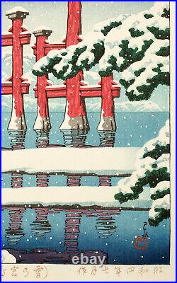 Kawase Hasui Snow at Miyajima Japanese Woodblock Print