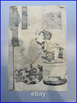 Keisai Eisen Woodblock Print C. 1821-23 Edo Period Antique Original Japanese Art