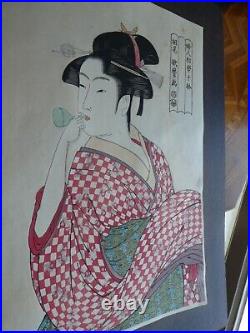 Kitagawa Utamaro Japanese Woodblock Print -1920's-10 5/8 x 14 5/8