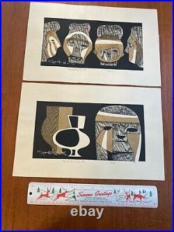 Kiyoshi Saito HANIWA 1 And HANIWA 2 Woodblock Prints Signed Unframed Originals