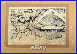 Kiyoshi Saito Japanese Woodblock Print Hand Signed 1958 Woodcut 3 colores